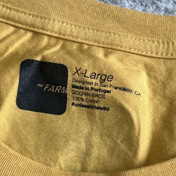 The Farm Goorin Bros Tee Shirt Mens XL G.O.A.T. Goat Yellow Cotton Short Sleeve - Picture 2 of 6
